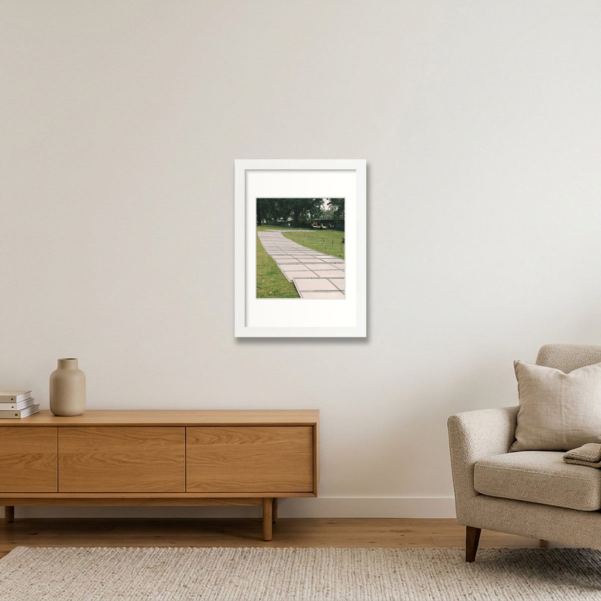 Follow the Metal Fence Road — A4 (21×30cm, 8×12") White Frame