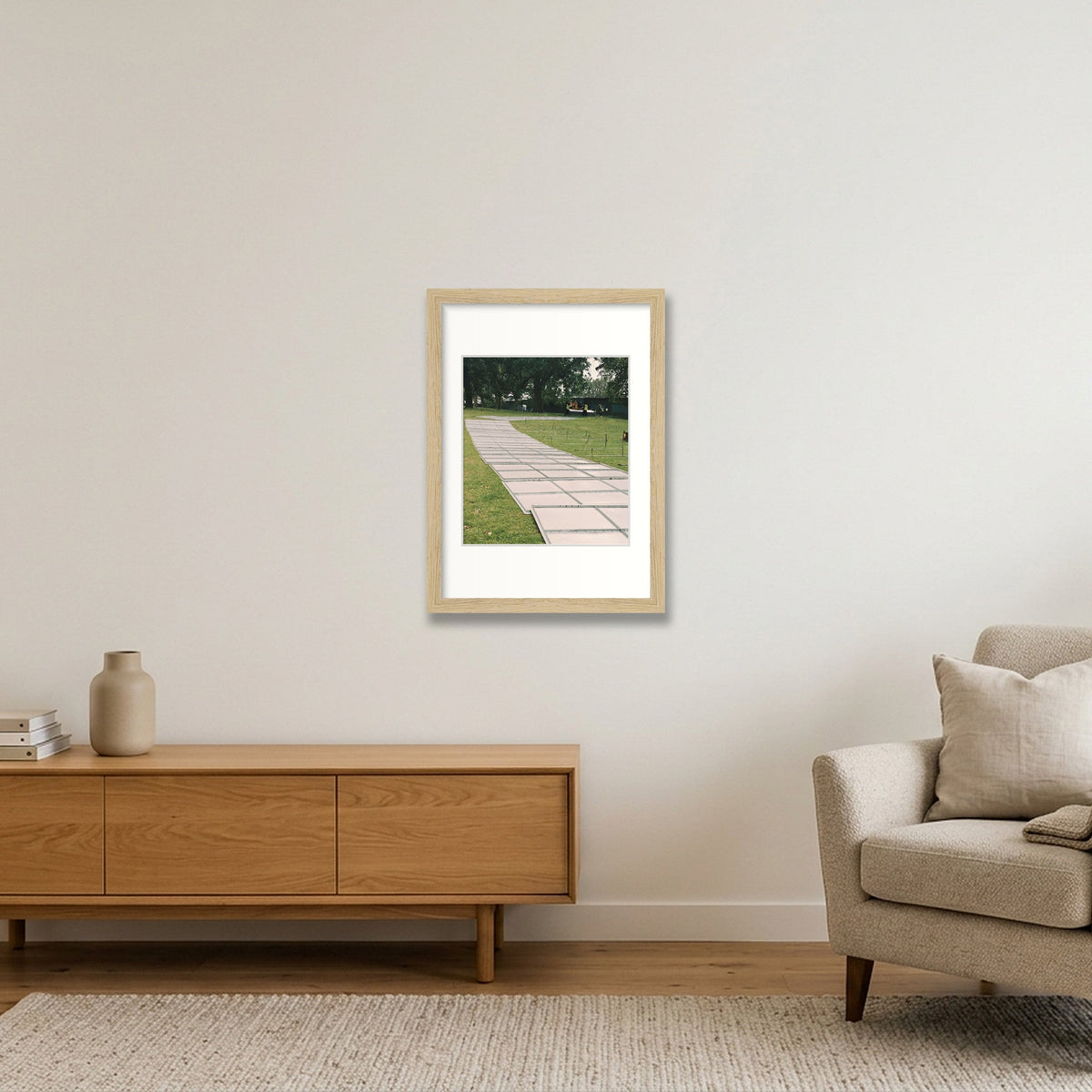 Follow the Metal Fence Road — A4 (21×30cm, 8×12") Oak Frame