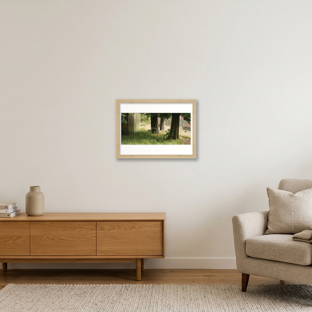 Between a Fence and a Fenced Place — A4 (30×21cm, 12×8") Oak Frame