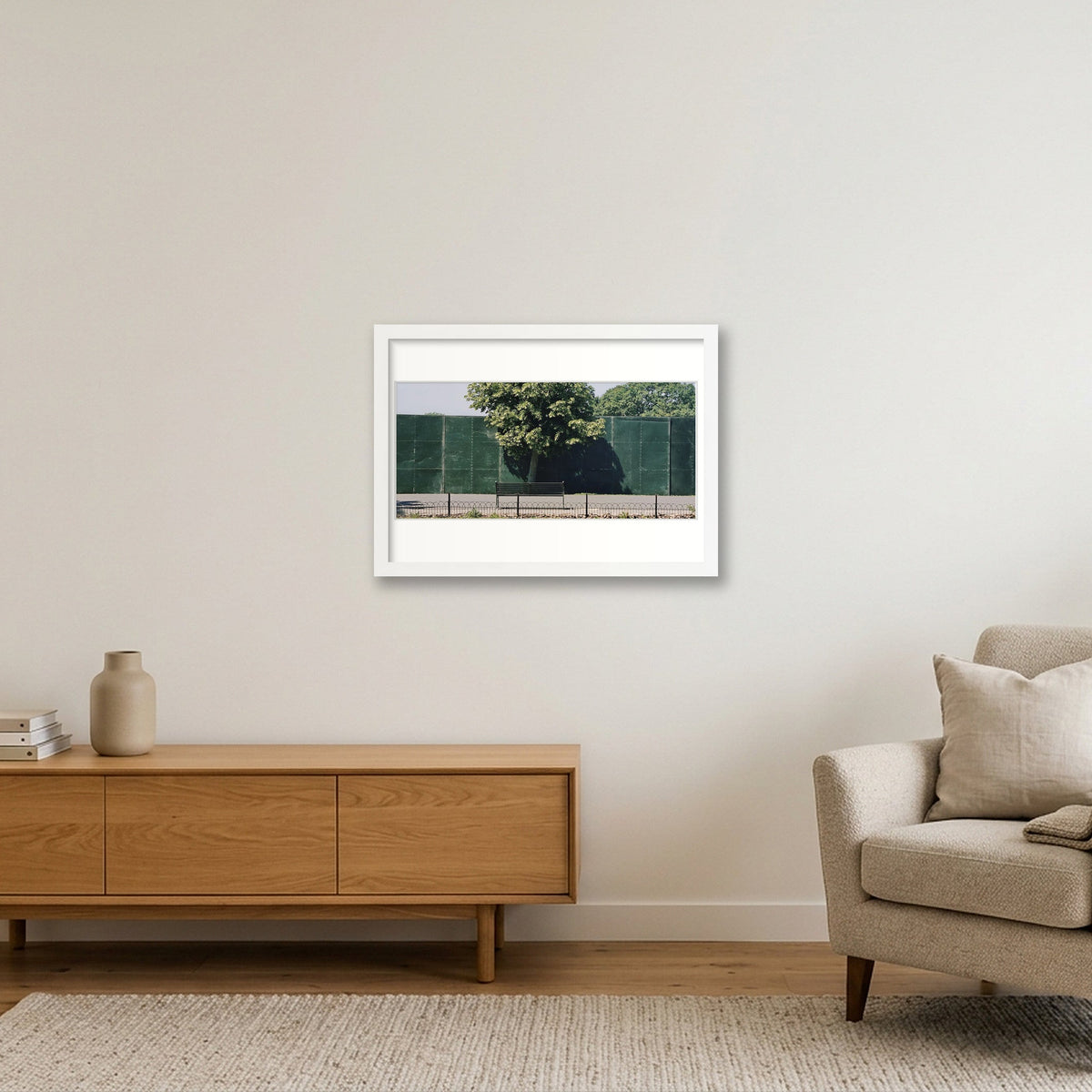 One Tree Bench — A3 (42×30cm, 17×12") White Frame