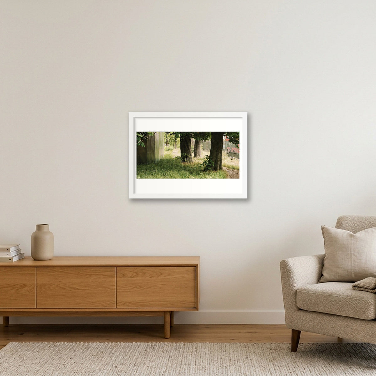 Between a Fence and a Fenced Place — A3 (42×30cm, 17×12") White Frame