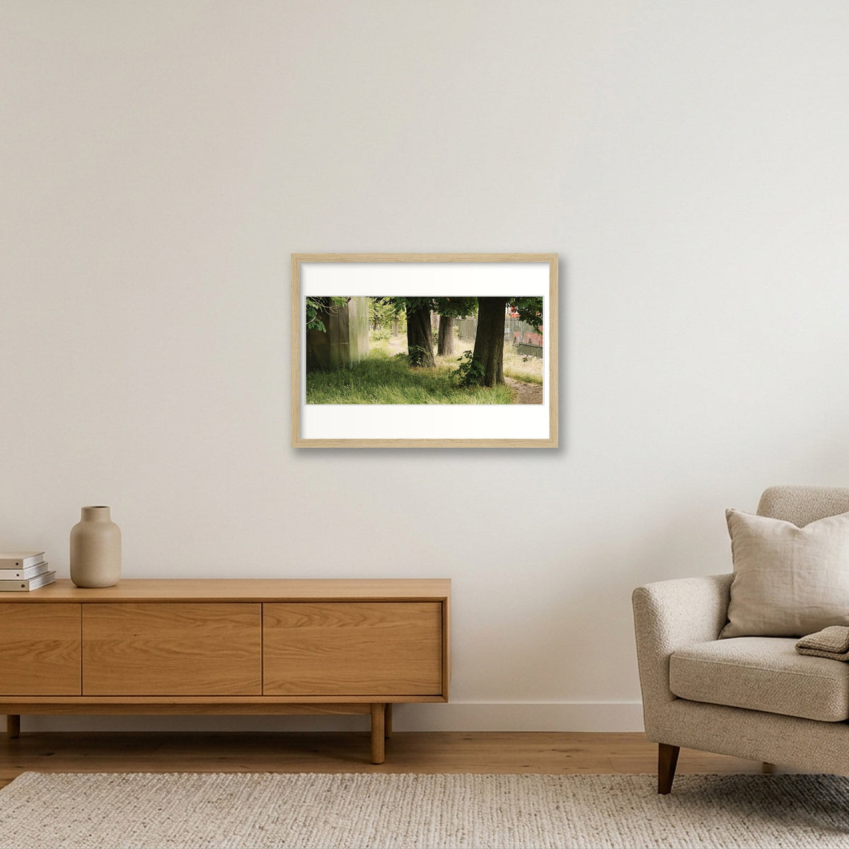 Between a Fence and a Fenced Place — A3 (42×30cm, 17×12") Oak Frame