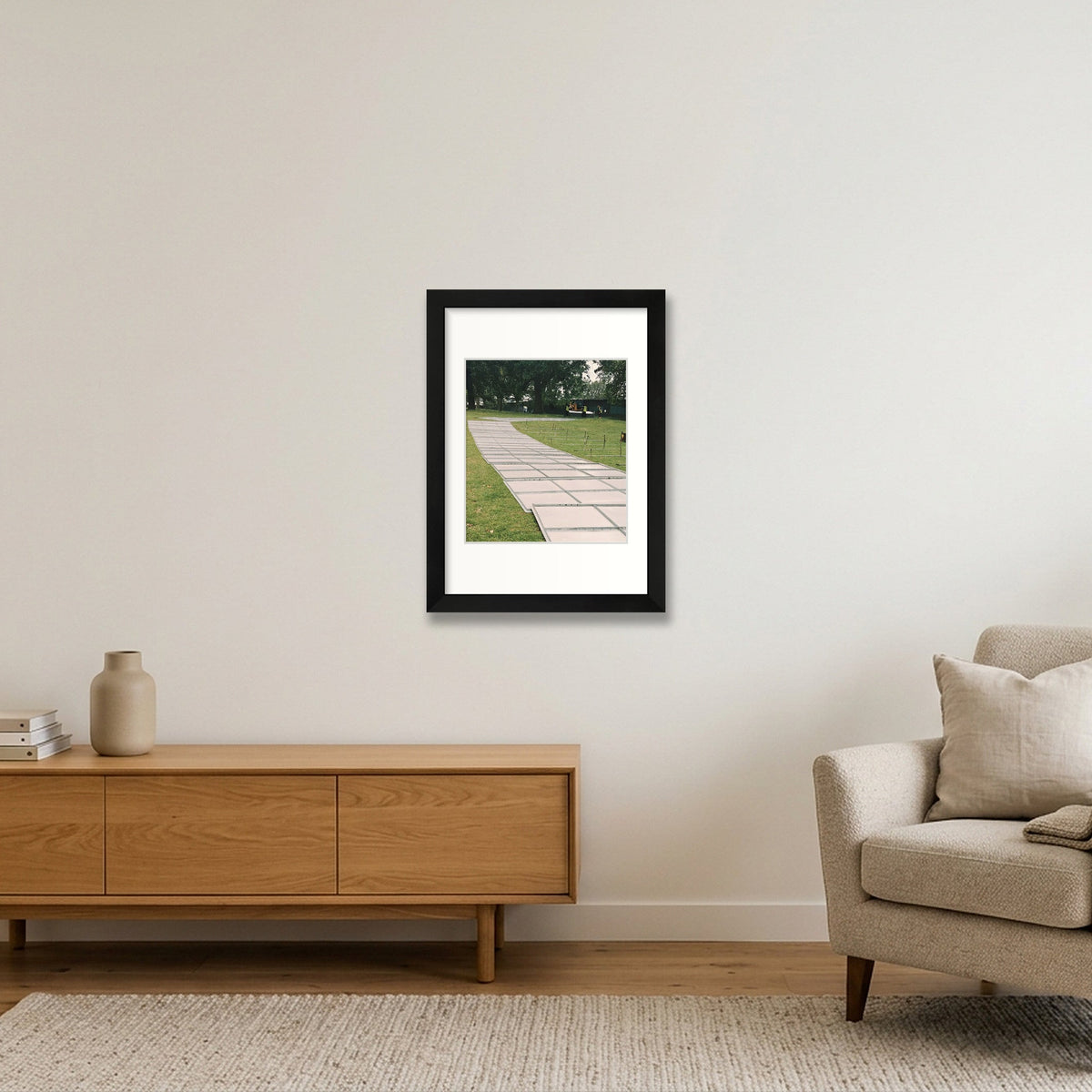 Follow the Metal Fence Road — A4 (21×30cm, 8×12") Black Frame