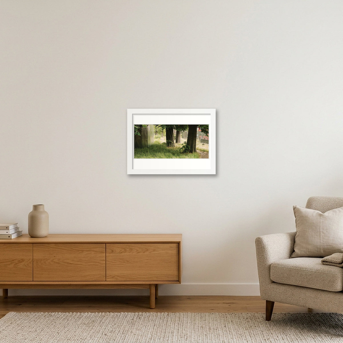 Between a Fence and a Fenced Place — A4 (30×21cm, 12×8") White Frame